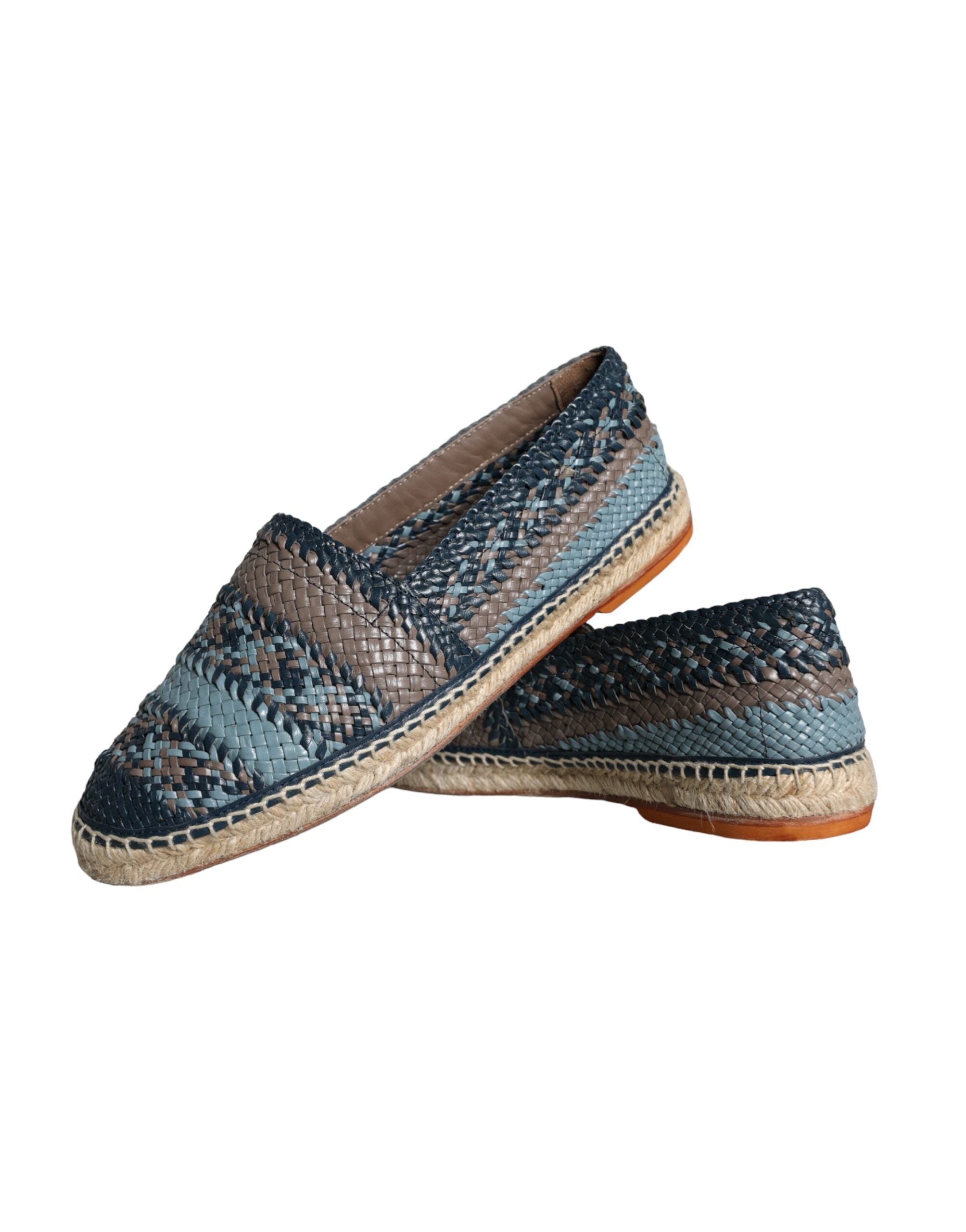 Blaugraue Espadrilles aus hochwertigem Büffelleder von Dolce & Gabbana